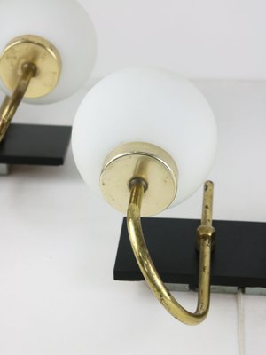 Mid-Century Brass & Opaline Sconces, Set of 2-HGJ-1170427