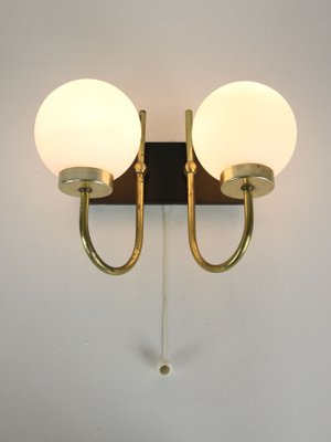 Mid-Century Brass & Opaline Sconces, Set of 2-HGJ-1170427