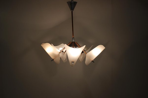 Mid-Century Brass Pendant Chandelier from Drukov, 1960s-TZ-797994