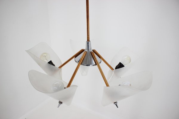 Mid-Century Brass Pendant Chandelier from Drukov, 1960s-TZ-797994