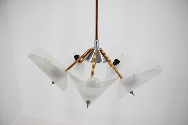 Mid-Century Brass Pendant Chandelier from Drukov, 1960s-TZ-797994