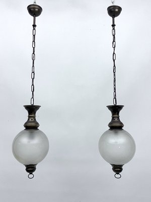 Mid-Century Brass Pendant Lights in the style of Caccia Dominioni, Italy, 1950s, Set of 2-OT-1718551