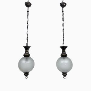 Mid-Century Brass Pendant Lights in the style of Caccia Dominioni, Italy, 1950s, Set of 2-OT-1718551