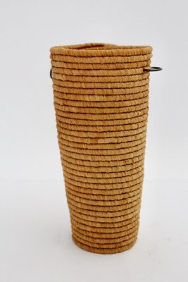 Mid-Century Brass Raffia Basket, Vienna, 1950s-NB-1335568