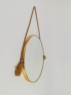 Mid-Century Brass Round Mirror, Italy, 1950s-UIW-1397447