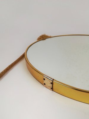 Mid-Century Brass Round Mirror, Italy, 1950s-UIW-1397447