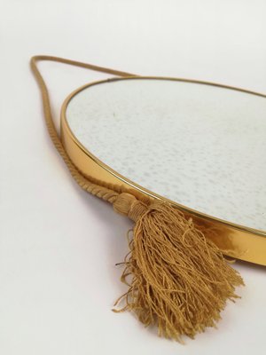 Mid-Century Brass Round Mirror, Italy, 1950s-UIW-1397447