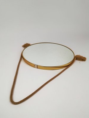 Mid-Century Brass Round Mirror, Italy, 1950s-UIW-1397447