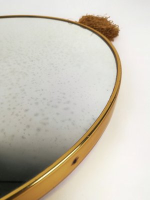 Mid-Century Brass Round Mirror, Italy, 1950s-UIW-1397447