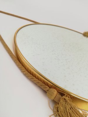 Mid-Century Brass Round Mirror, Italy, 1950s-UIW-1397447