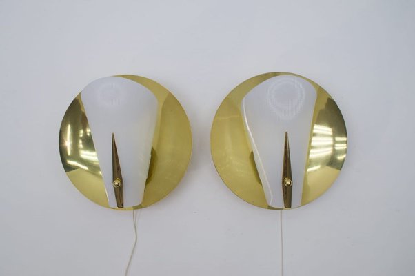 Mid-Century Brass Sconces, 1950s, Set of 2-KQB-736317