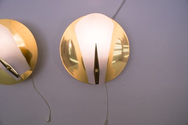 Mid-Century Brass Sconces, 1950s, Set of 2-KQB-736317