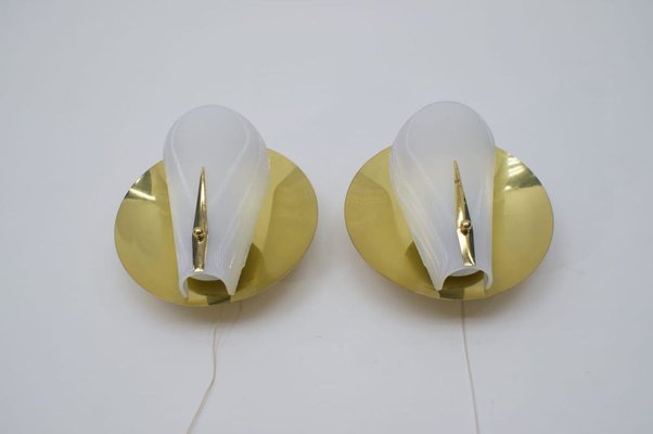 Mid-Century Brass Sconces, 1950s, Set of 2-KQB-736317