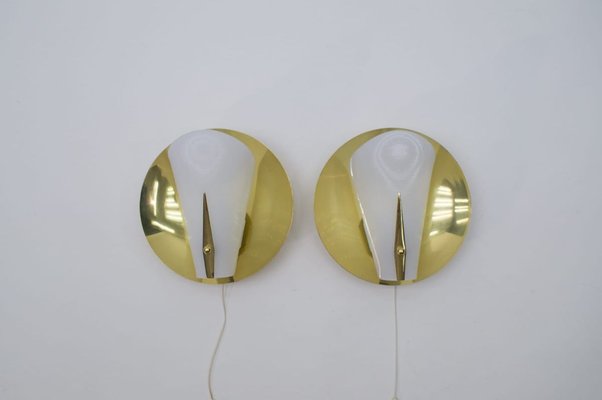 Mid-Century Brass Sconces, 1950s, Set of 2-KQB-736317