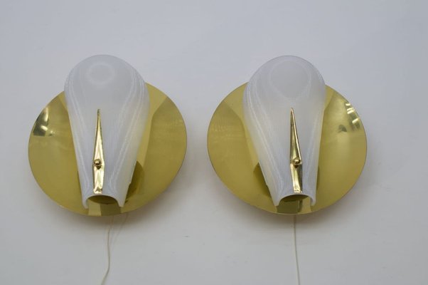 Mid-Century Brass Sconces, 1950s, Set of 2-KQB-736317