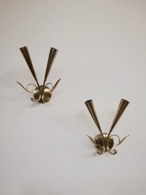 Mid-Century Brass Sconces in the Style of Oscar Torlasco, Set of 2-UIW-1271178