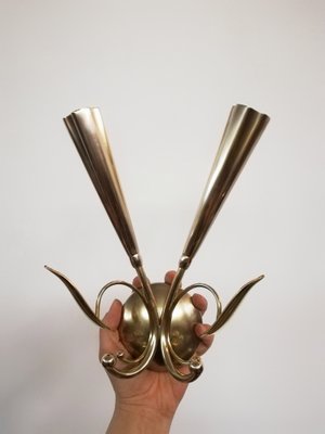 Mid-Century Brass Sconces in the Style of Oscar Torlasco, Set of 2-UIW-1271178