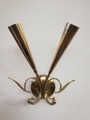 Mid-Century Brass Sconces in the Style of Oscar Torlasco, Set of 2-UIW-1271178