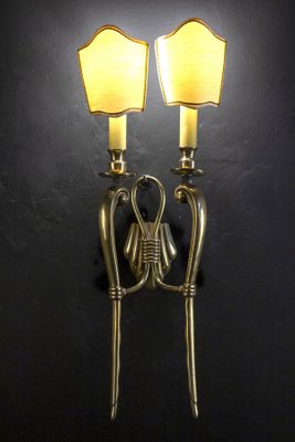 Mid-Century Brass Sconces or Wall Lights, Italy, 1940s, Set of 2-MBH-1031611