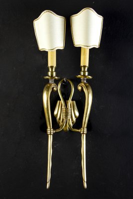 Mid-Century Brass Sconces or Wall Lights, Italy, 1940s, Set of 2-MBH-1031611