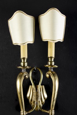 Mid-Century Brass Sconces or Wall Lights, Italy, 1940s, Set of 2-MBH-1031611