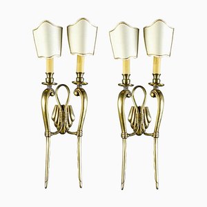 Mid-Century Brass Sconces or Wall Lights, Italy, 1940s, Set of 2-MBH-1031611