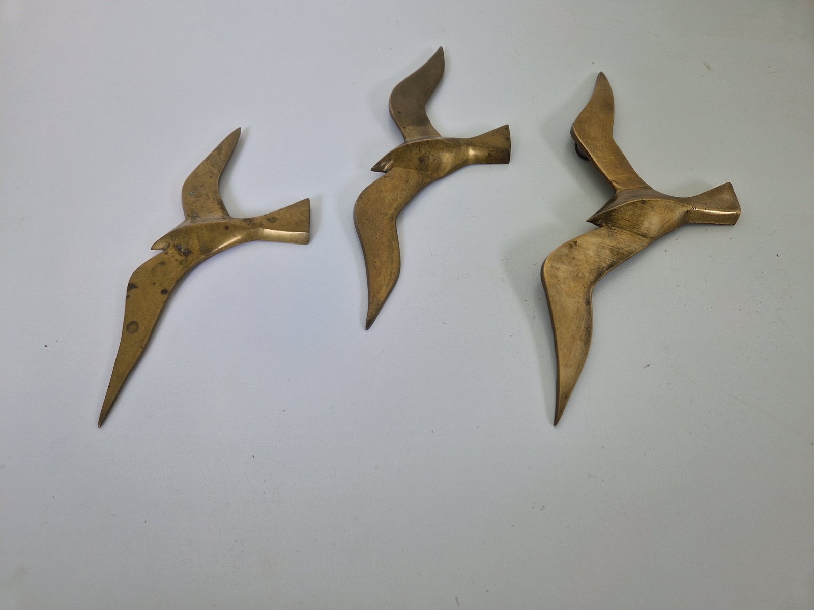 Mid-Century Brass Seagull Wall Decorations, 1960s, Set of 3