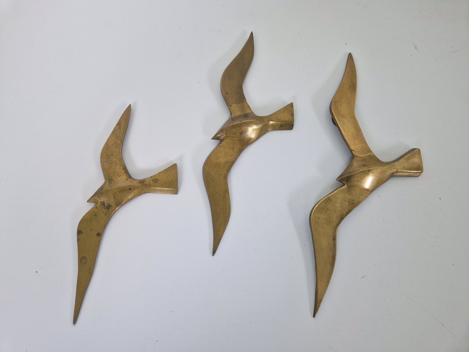 Mid-Century Brass Seagull Wall Decorations, 1960s, Set of 3