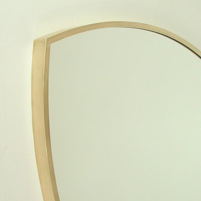 Mid-Century Brass Shield-Shaped Wall Mirror, Italy, 1950s-OE-1291477