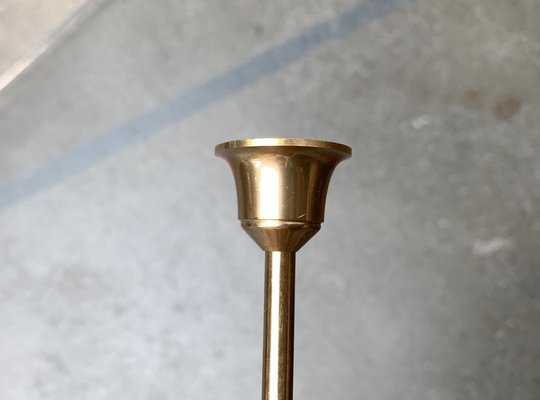 Mid-Century Brass Slim Candleholders, 1960s, Set of 6-UAH-1294653