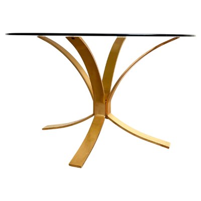 Mid-Century Brass & Smoked Glass Coffee Table, 1970s-EHE-1285914