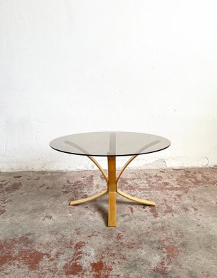 Mid-Century Brass & Smoked Glass Coffee Table, 1970s-EHE-1285914