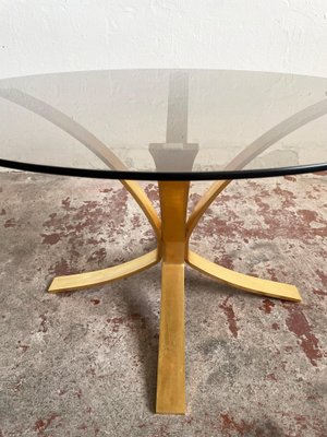 Mid-Century Brass & Smoked Glass Coffee Table, 1970s-EHE-1285914