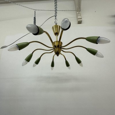 Mid-Century Brass Spider Ceiling Lamp, 1950s-BGP-1798440