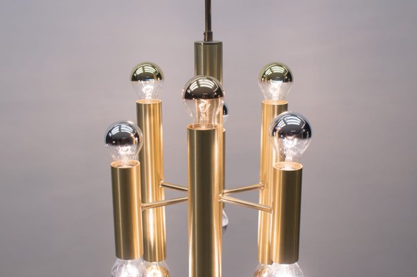 Mid-Century Brass Sputnik Ceiling Lamp, 1960s-KQB-581776