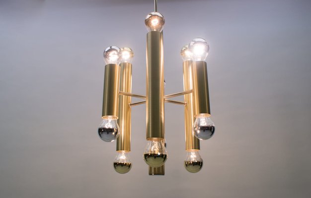 Mid-Century Brass Sputnik Ceiling Lamp, 1960s-KQB-581776