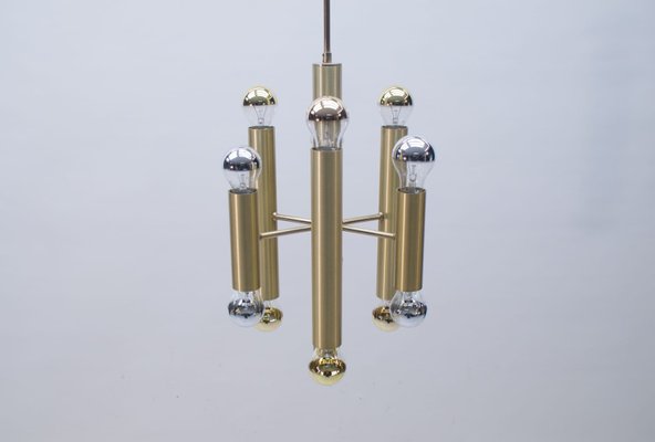 Mid-Century Brass Sputnik Ceiling Lamp, 1960s-KQB-581776