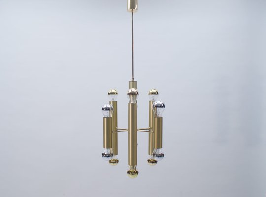 Mid-Century Brass Sputnik Ceiling Lamp, 1960s-KQB-581776