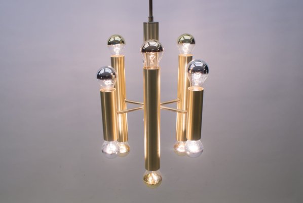 Mid-Century Brass Sputnik Ceiling Lamp, 1960s-KQB-581776