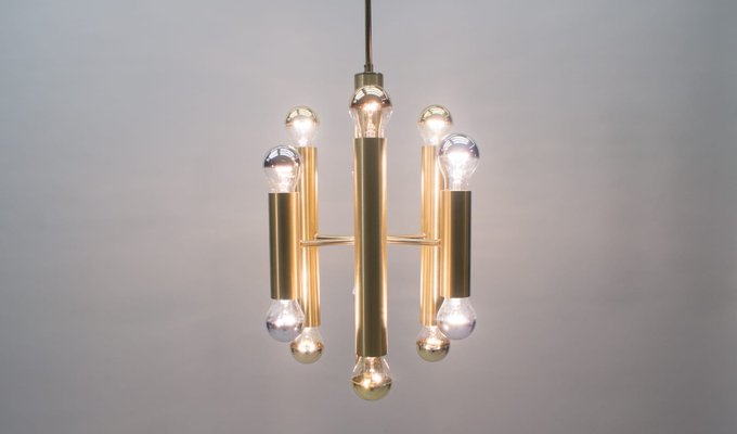 Mid-Century Brass Sputnik Ceiling Lamp, 1960s-KQB-581776