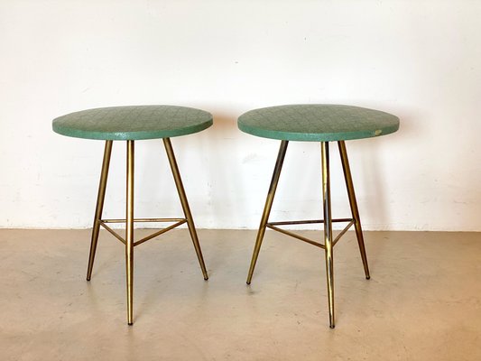 Mid-Century Brass Stools, 1950s, Set of 2-NPC-1340522