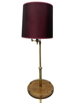 Mid-Century Brass Swingarm Floor Lamp with Side Table, 1940s-UCH-1719018