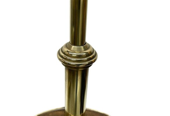 Mid-Century Brass Swingarm Floor Lamp with Side Table, 1940s-UCH-1719018