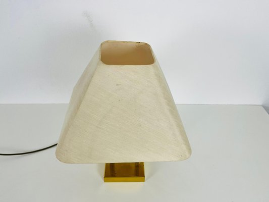 Mid-Century Brass Table Lamp with Fabric Shade, 1960s-PUK-1409876