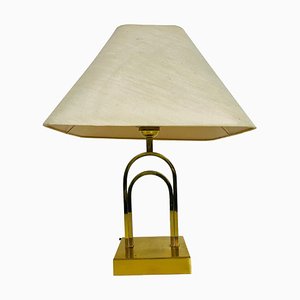 Mid-Century Brass Table Lamp with Fabric Shade, 1960s-PUK-1409876