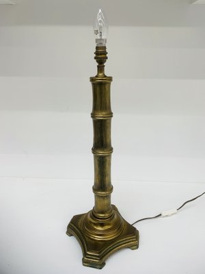 Mid-Century Brass Table Lamp with Faux Bamboo Design, 1970s-OJT-1721738