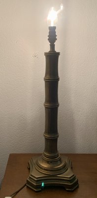 Mid-Century Brass Table Lamp with Faux Bamboo Design, 1970s-OJT-1721738