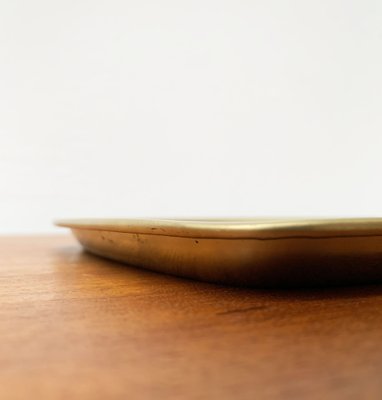 Mid-Century Brass Tray with Teak Veneer, 1960s-UAH-1363545