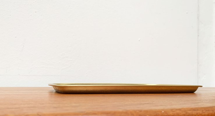 Mid-Century Brass Tray with Teak Veneer, 1960s-UAH-1363545