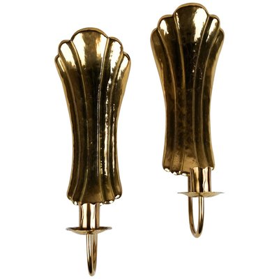 Mid-Century Brass Wall Candlesticks, Sweden, 1960s, Set of 2-UYK-806959